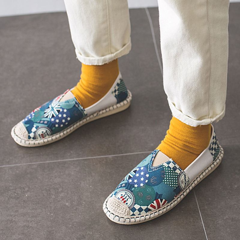 Kvinnor Mönster Slip On Hand Sömmar Casual Flat Loafers Skor