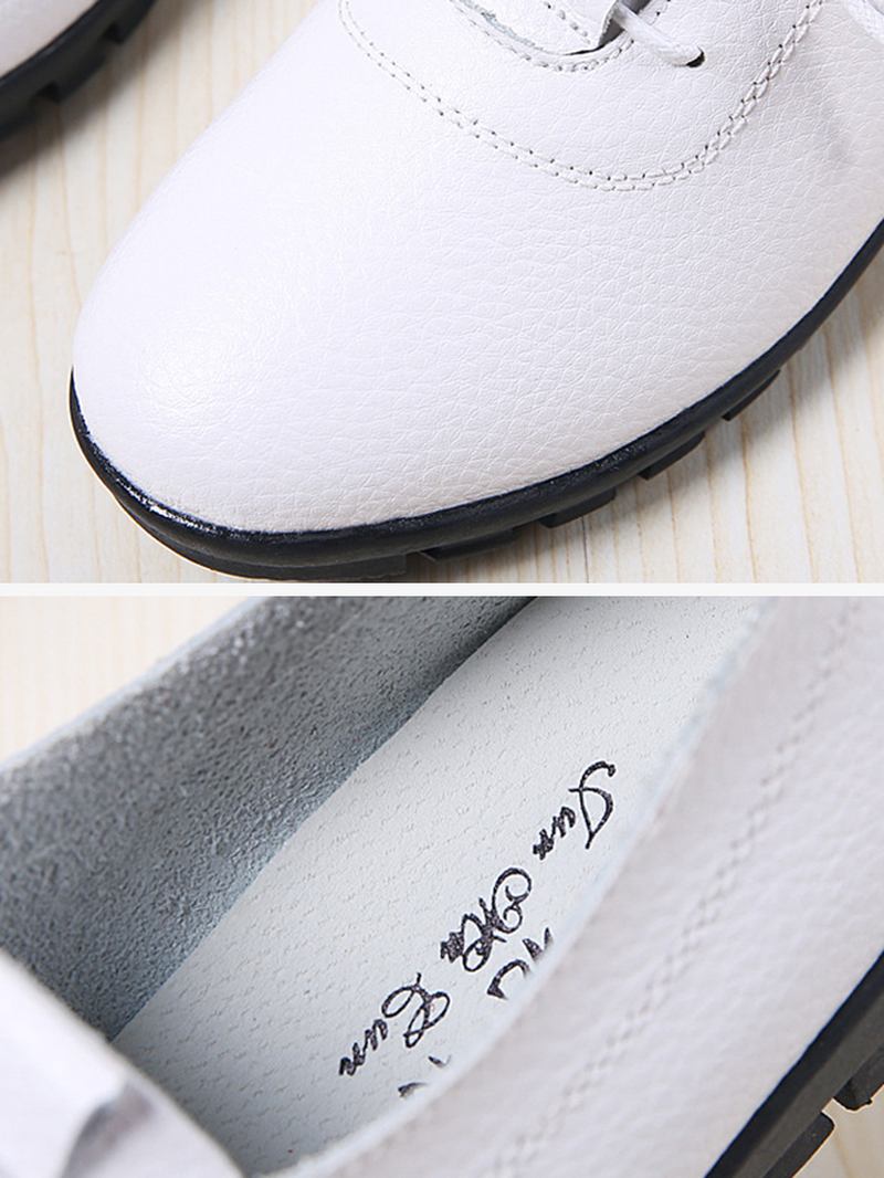 Kvinnor Non-slip Enfärgad Läder Lace-up Mjuk Sula Flats