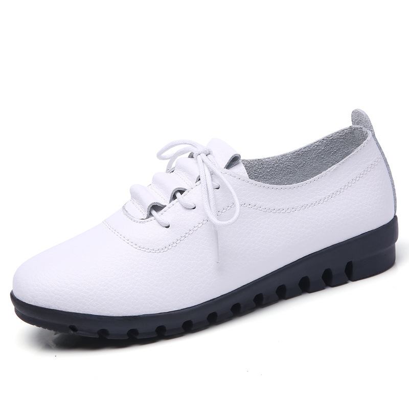 Kvinnor Non-slip Enfärgad Läder Lace-up Mjuk Sula Flats