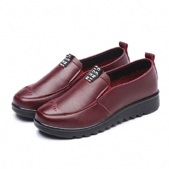 Kvinnor Platta Casual Andas Skor Läder Slip On Loafers