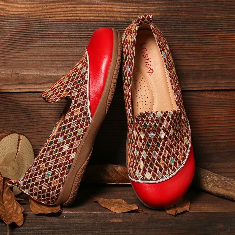 Kvinnor Skarvmönster Closed Toe Loafers Slip On Casual Flats
