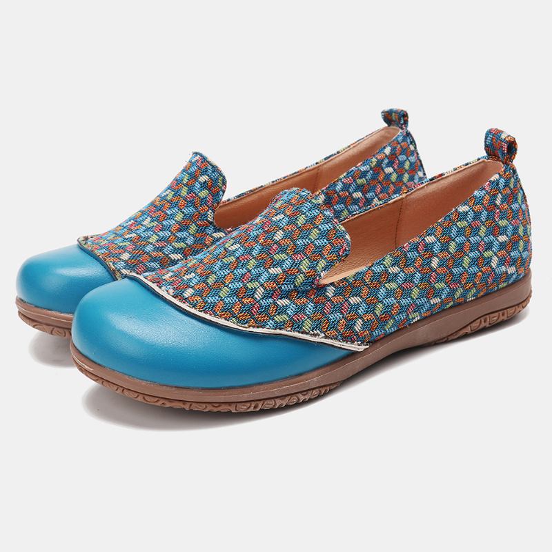 Kvinnor Skarvmönster Closed Toe Loafers Slip On Casual Flats