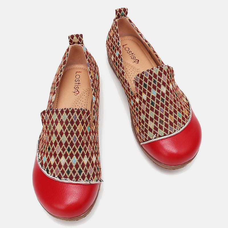 Kvinnor Skarvmönster Closed Toe Loafers Slip On Casual Flats