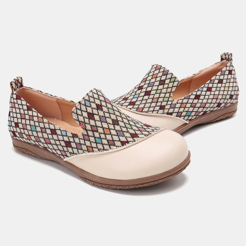 Kvinnor Skarvmönster Closed Toe Loafers Slip On Casual Flats