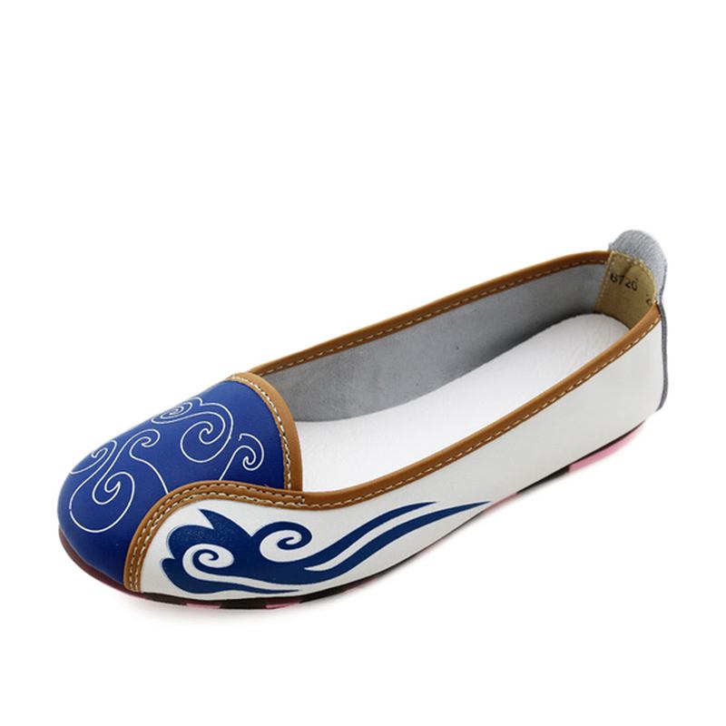 Kvinnor Sommar Mjuk Bekväm Casual Outdoor Läder Slip On Flat Loafers Skor