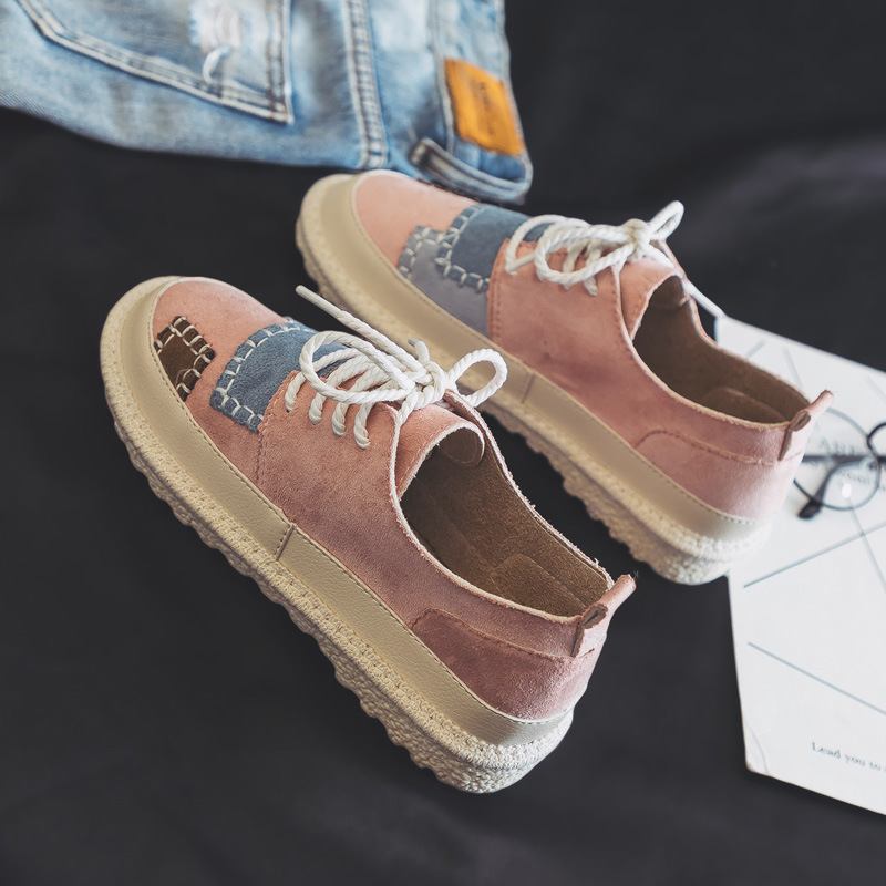 Kvinnor Splicing Halkbeständig Mjuk Casual Lace Up Flats
