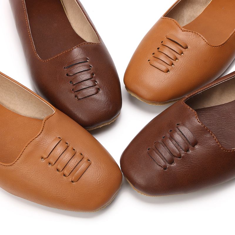 Kvinnor Square Toe Lättvikts Slip On Loafers