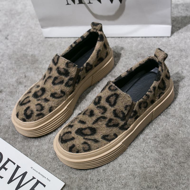 Kvinnor Stor Leopard Mocka Halkbeständig Casual Flats
