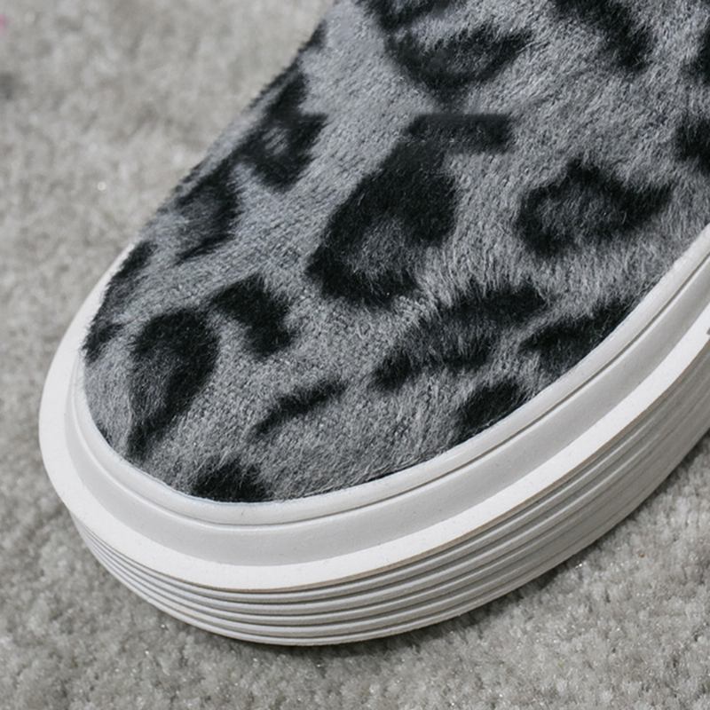 Kvinnor Stor Leopard Mocka Halkbeständig Casual Flats
