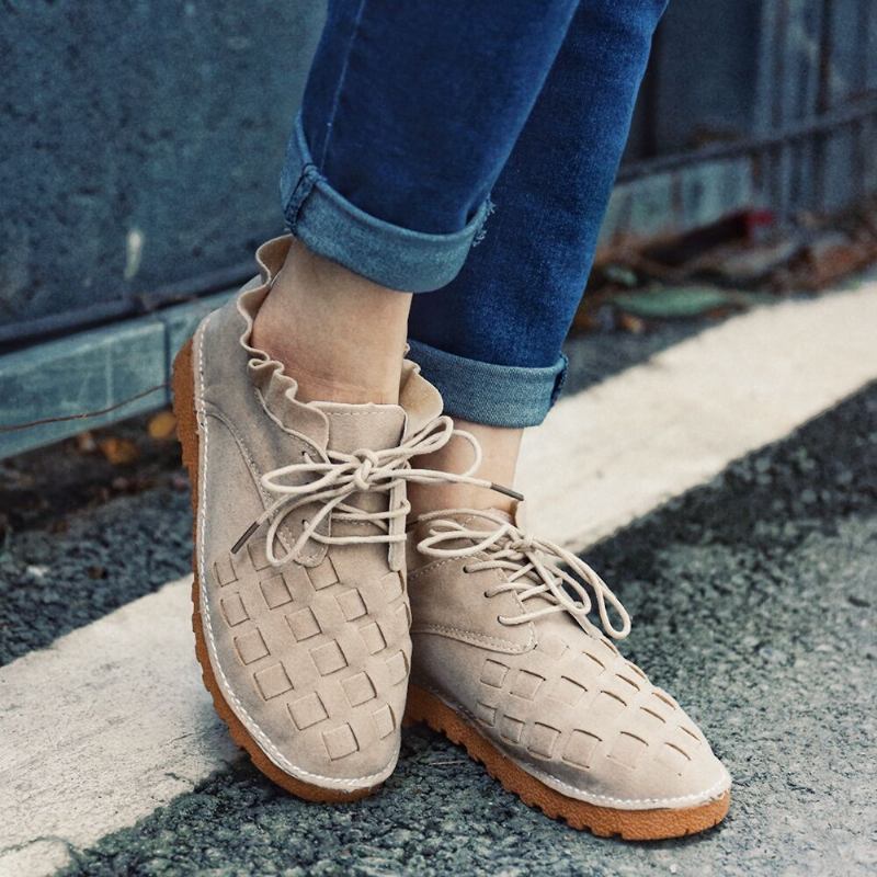 Kvinnor Stor Storlek Flätad Solid Casual Flats