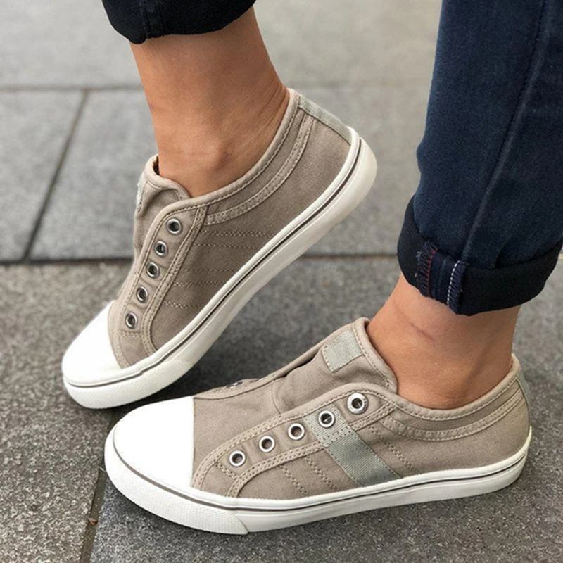 Kvinnor Stor Storlek Slip On Canvas Enfärgad Casual Daily Loafers