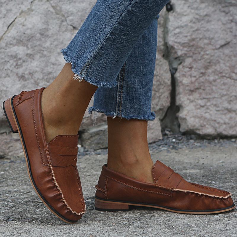 Kvinnor Stor Storlek Soild Slip On Casual Flats Loafers