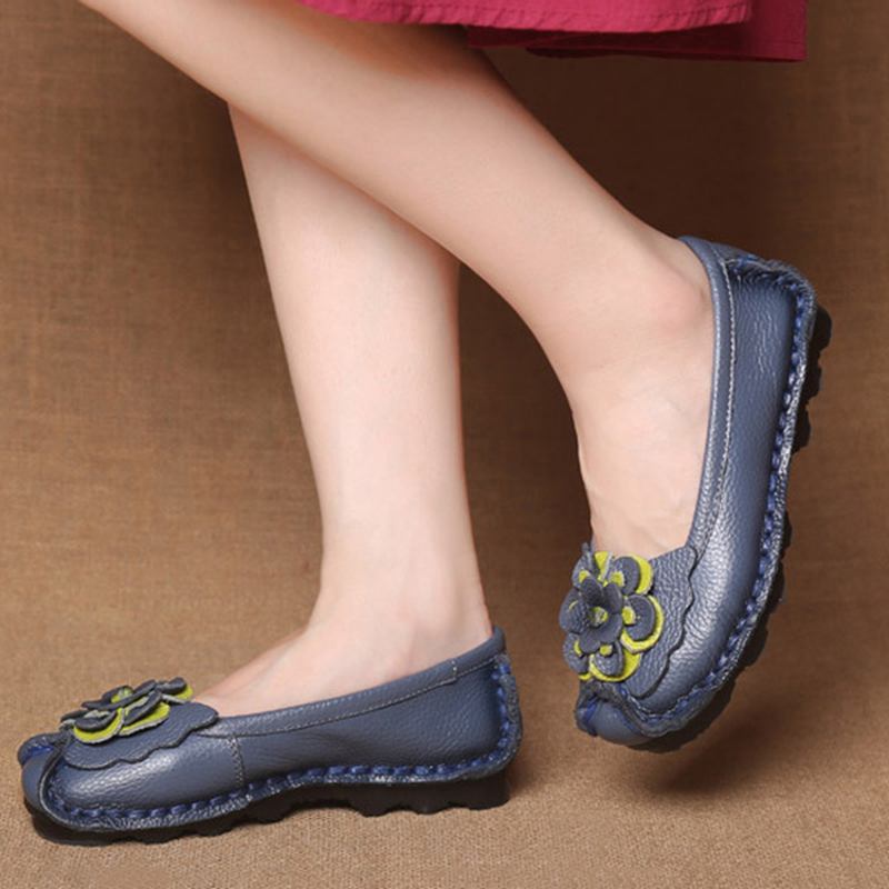 Läder Handgjorda Flat Loafers