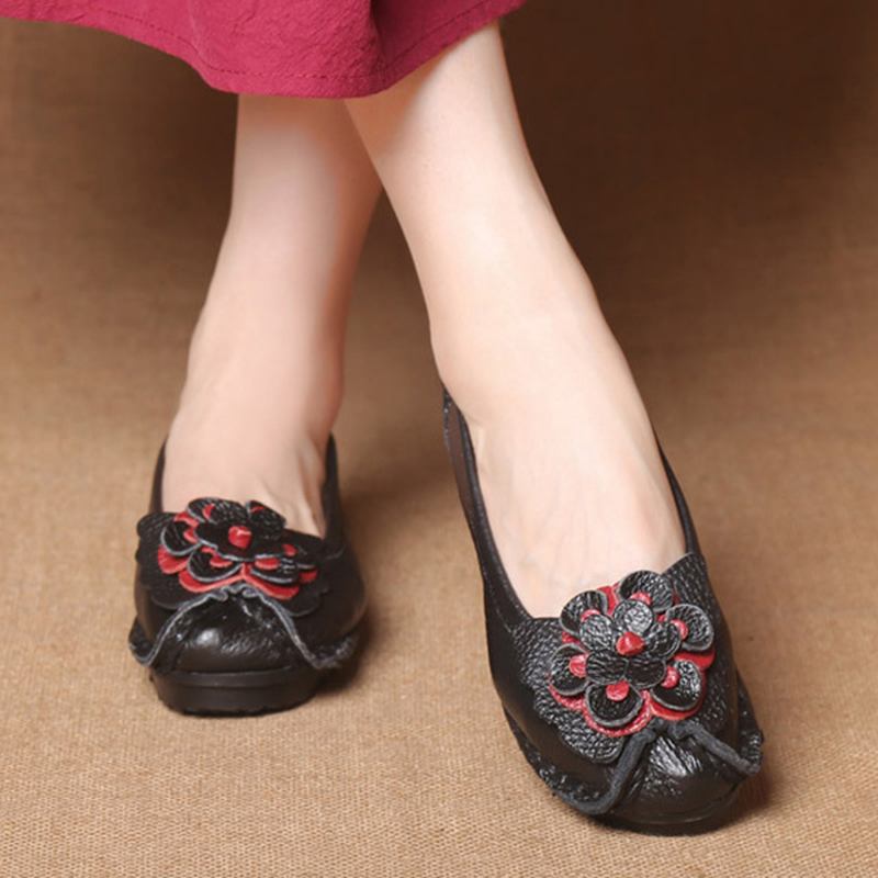 Läder Handgjorda Flat Loafers