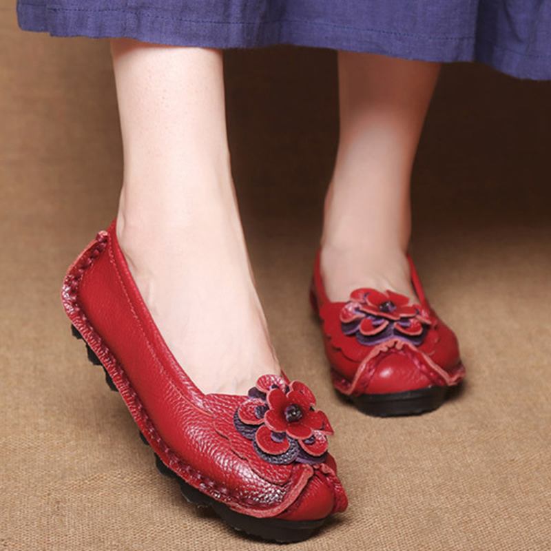 Läder Handgjorda Flat Loafers
