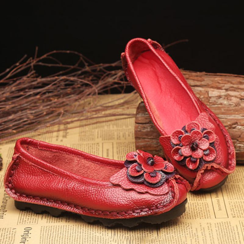 Läder Handgjorda Flat Loafers