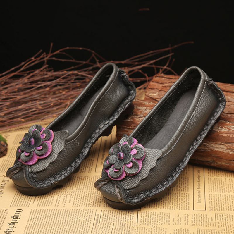 Läder Handgjorda Flat Loafers