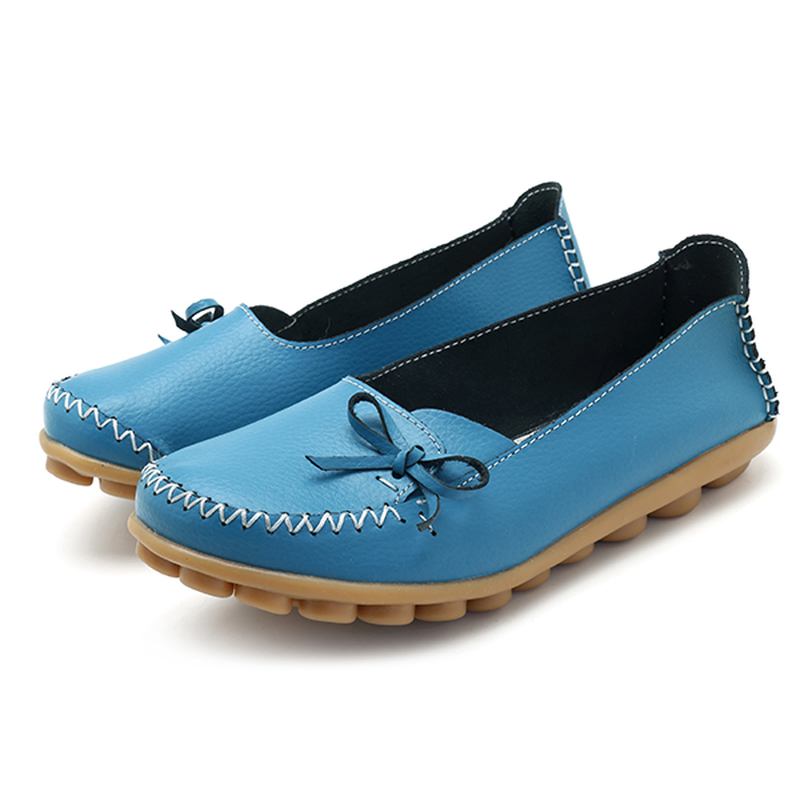 Större Storlek Dam Casual Shoe Läder Flat Loafers