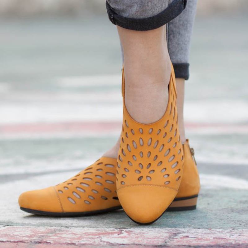 Stor Storlek Hollow Out Casual Zipper Flats Loafers