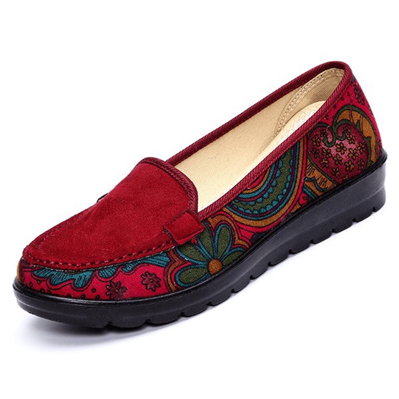 Stora Kvinnor Casual Flat Loafers Slip-on Andas Skor Mjuk Sula Skor