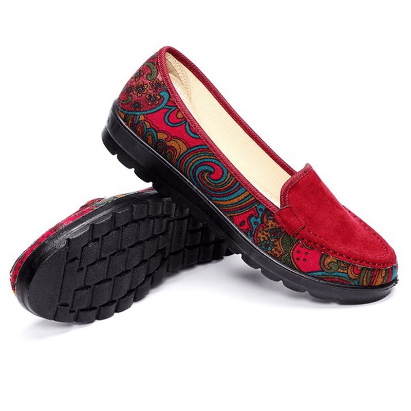 Stora Kvinnor Casual Flat Loafers Slip-on Andas Skor Mjuk Sula Skor