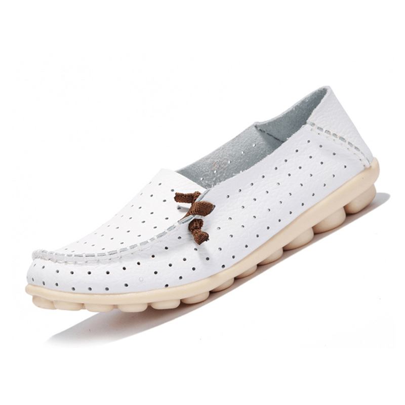 Stora Kvinnor Casual Flat Shoes Slip On Ballerina Flats Hollow Out Flat Loafers