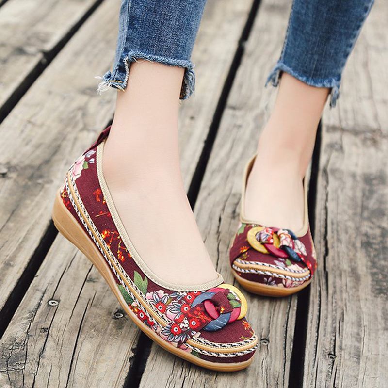 Us Storlek 5-11 Broderi Loafers För Kvinnor