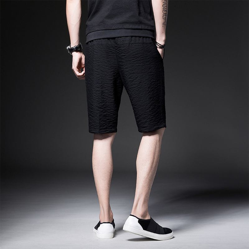 Casual Raka Fem Byxor För Män Mode Mikroelastiska Byxor För Ungdomar Med Tunn Sektion Enfärgade Shorts