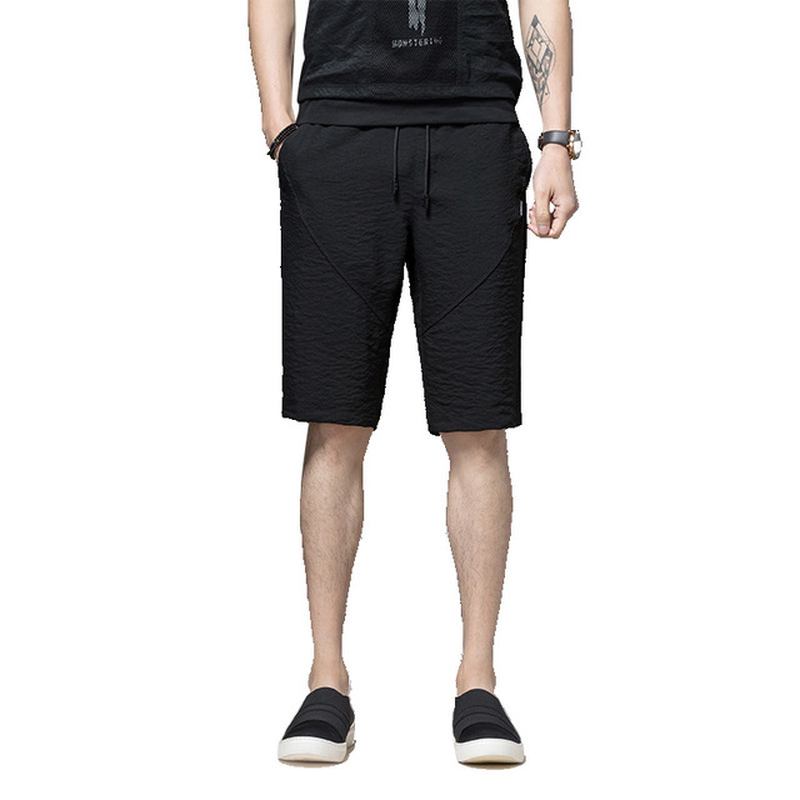 Casual Raka Fem Byxor För Män Mode Mikroelastiska Byxor För Ungdomar Med Tunn Sektion Enfärgade Shorts