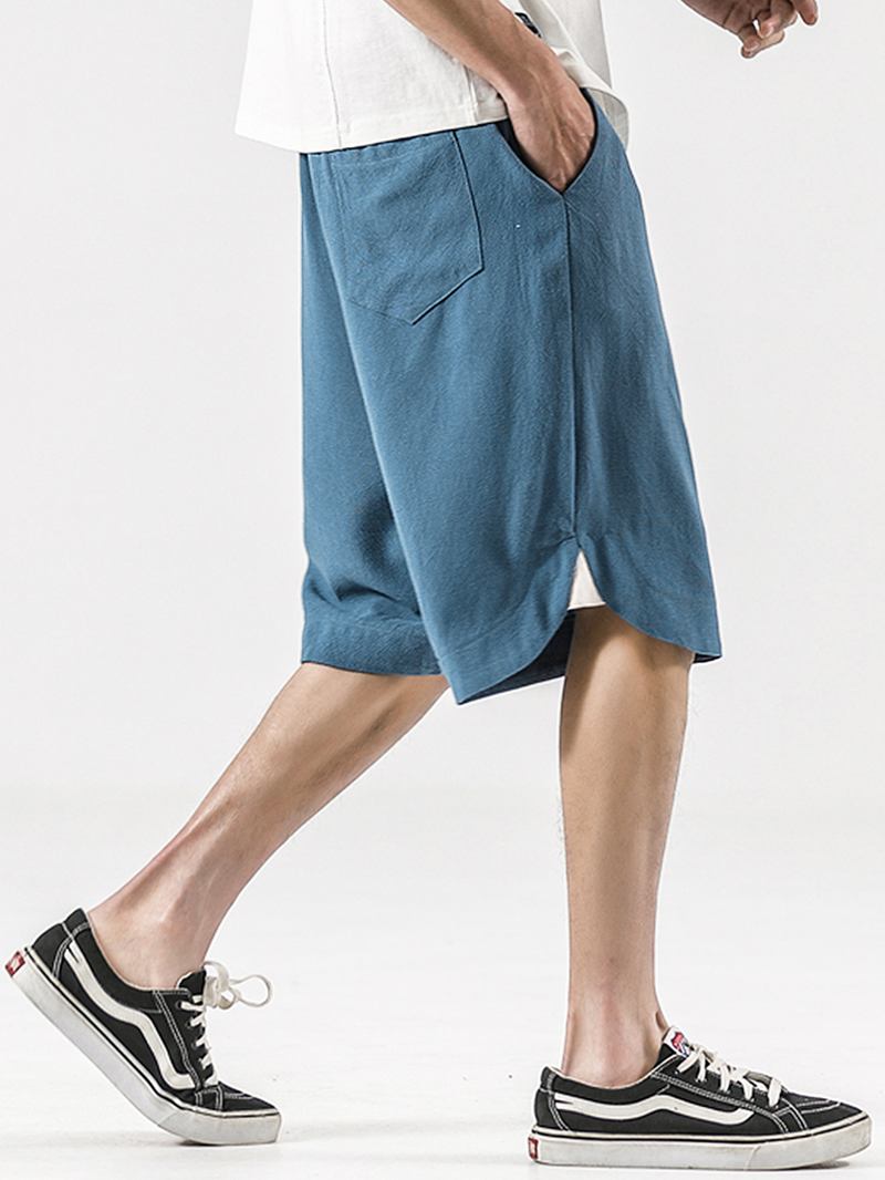 Herr 100% Bomull Enfärgade Casual Shorts