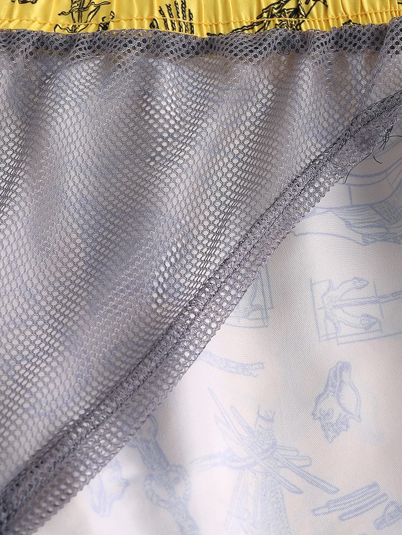 Herr Beach Sea Boat Pattern Digital Med Tryck Borstad Loose Shorts Byxor