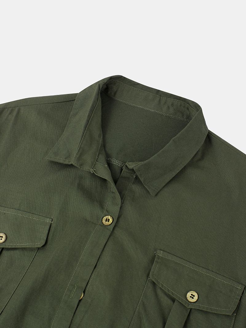 Herr Bomull I Enfärgad Multificka Casual Kortärmade Shorts Jumpsuits