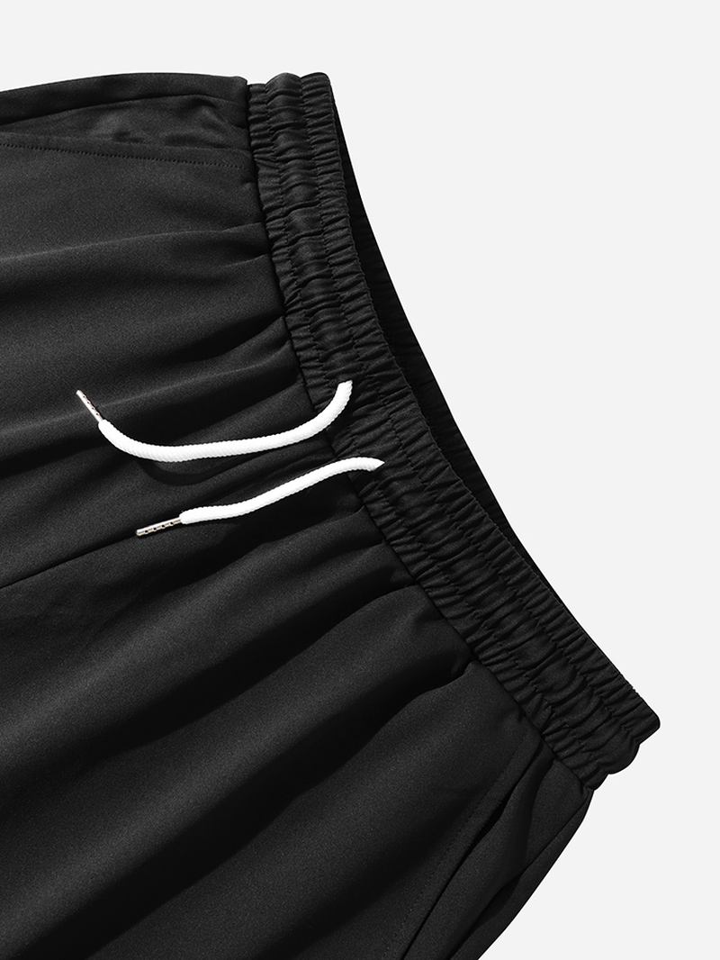 Herr Nasa Label Leisure Svarta Shorts Med Elastisk Midja Med Sidficka