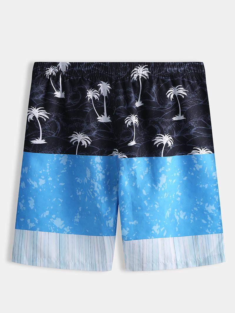 Herr Summer Beach Elastisk Midja Patchwork Casual Shorts