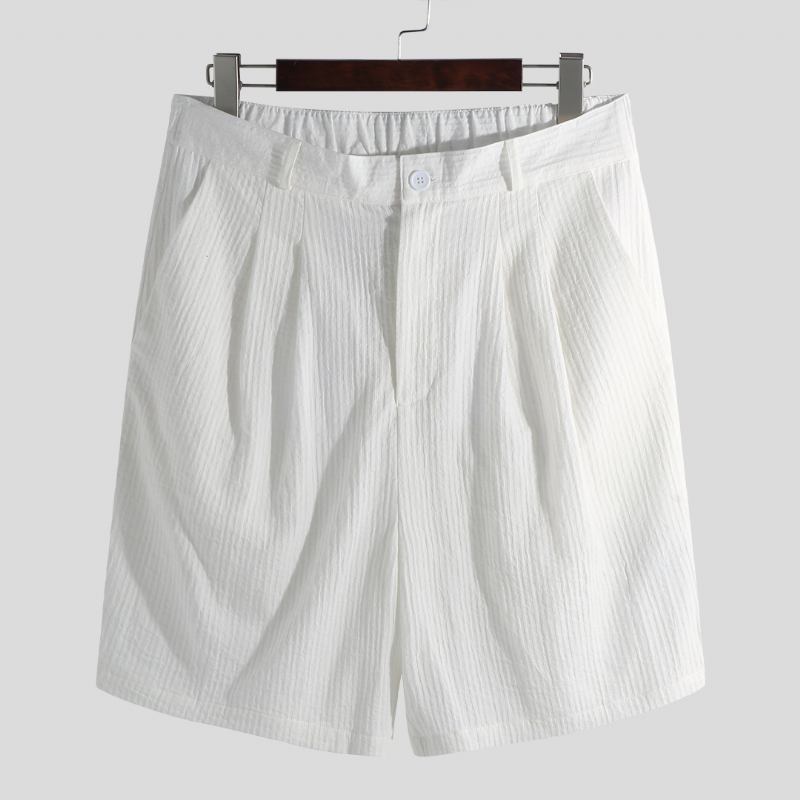 Män Cotton Seersucker Relaxed Chino Shorts
