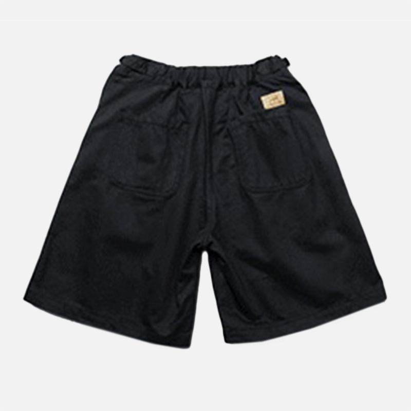 Män Enfärgade Dubbla Fickor Vintage Hög Midja Shorts