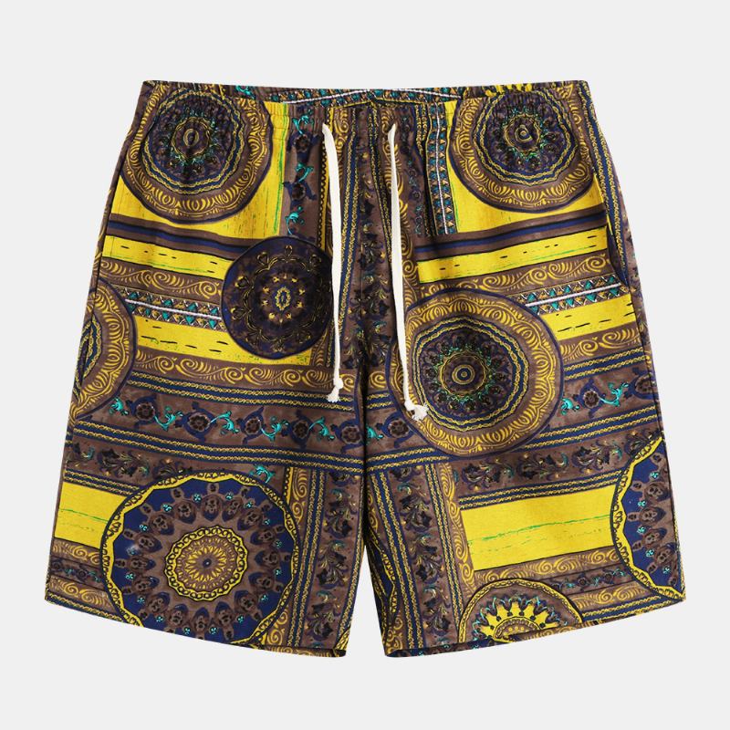 Män Etniskt Mönster Tryckta Andas Sommar Casual Shorts