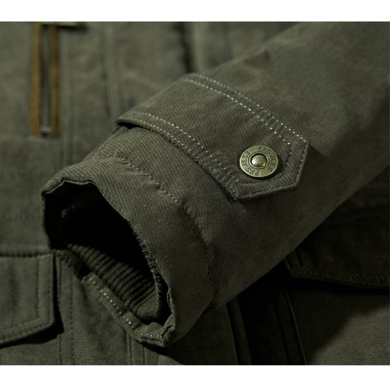 Herr Big Size Fleece Tjock Varm Huva Avtagbar Outdoor Jacka Vinter Work Coat