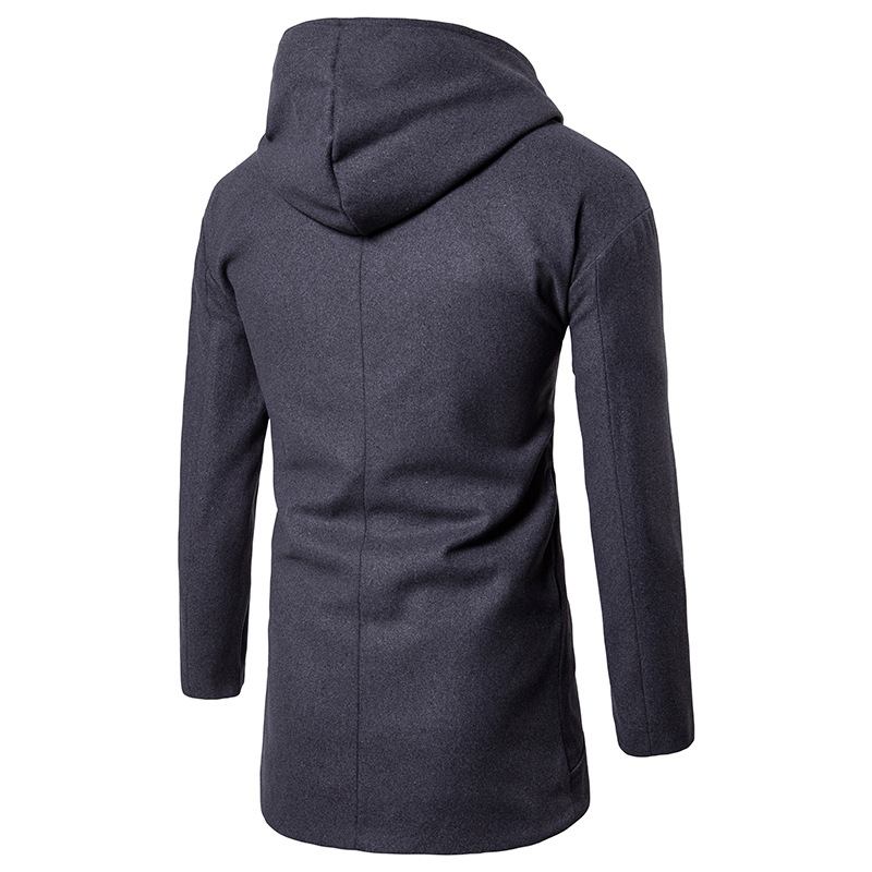 Herr Business Hooded Single Breasted Casual Mid Long Trenchcoats