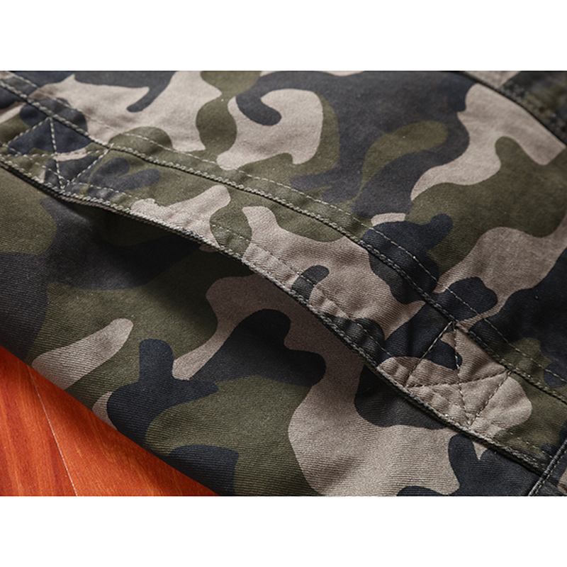 Herr Camo Med Tryck Militär Bomull Utomhus Epaulet Jacka