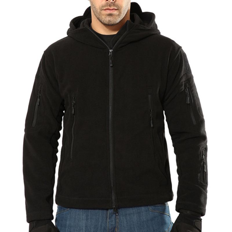 Herr Varm Fleece Utomhus Softshell Hooded Military Tactical Army Green Jacka