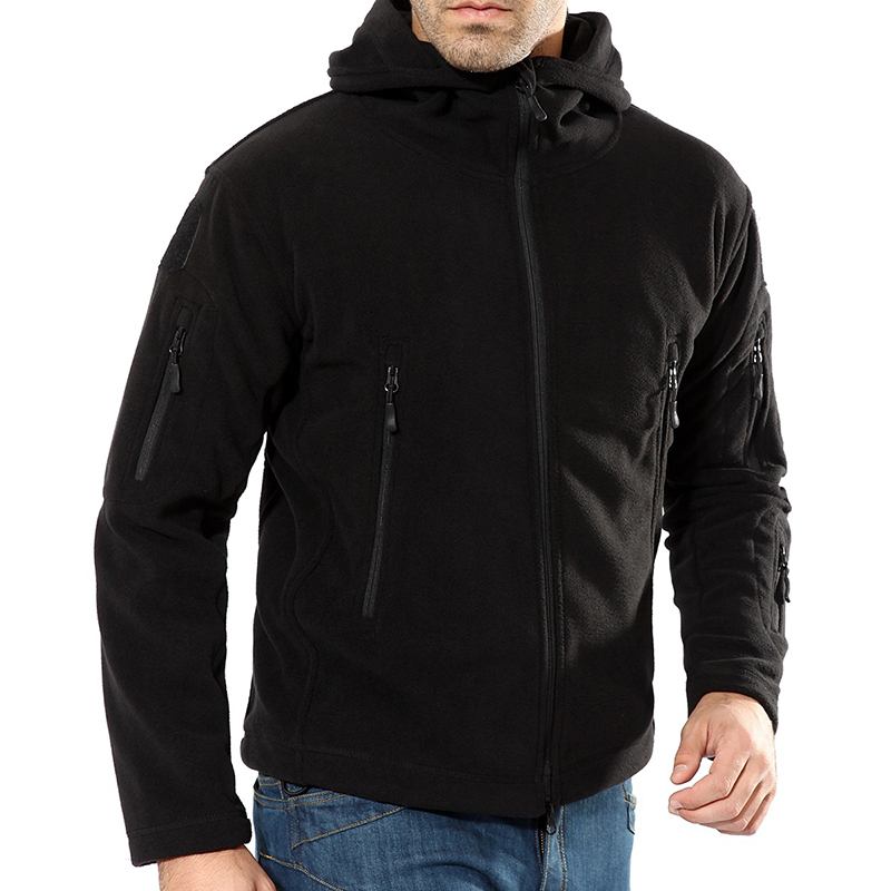 Herr Varm Fleece Utomhus Softshell Hooded Military Tactical Army Green Jacka