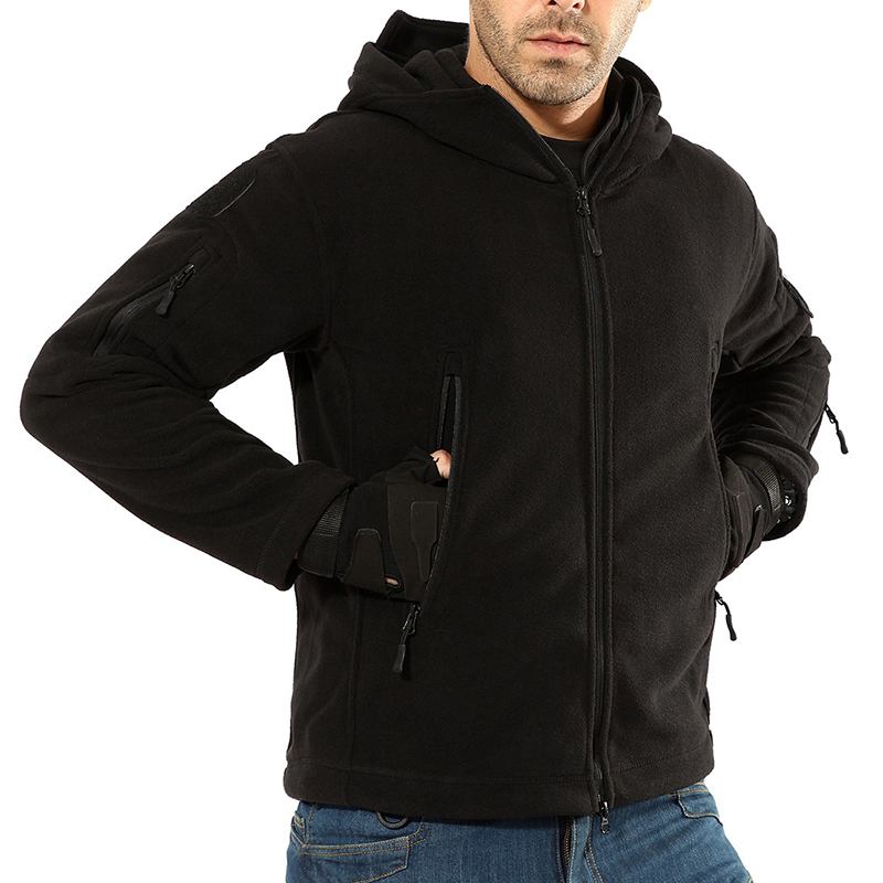 Herr Varm Fleece Utomhus Softshell Hooded Military Tactical Army Green Jacka
