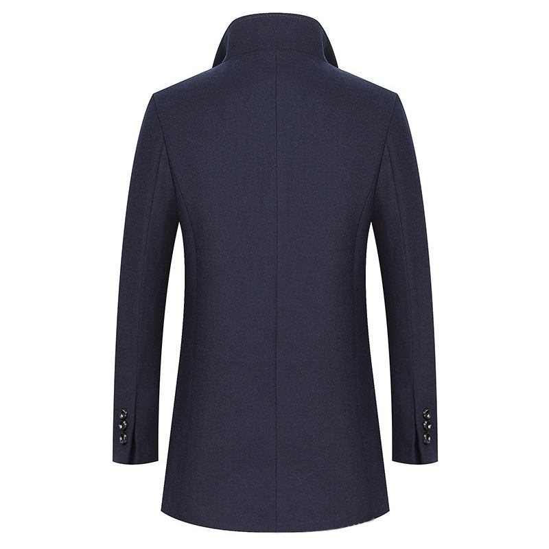 Herr Vinter Tjock Varm Snygg Yllerock Trench Overcoat Med Sjal