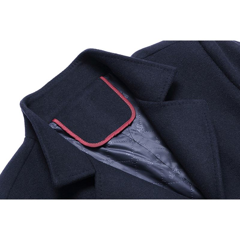 Herr Vinter Tjock Varm Snygg Yllerock Trench Overcoat Med Sjal