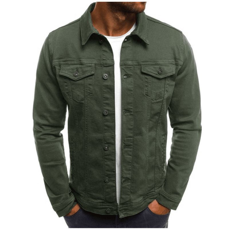 Herrmode Multi Pockets Enfärgad Passform Casual Cargo Jacka