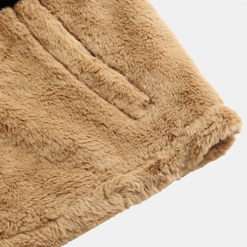 Herrmode Patchwork Turn Down Krage Hit Färg Tjock Casual Jacka