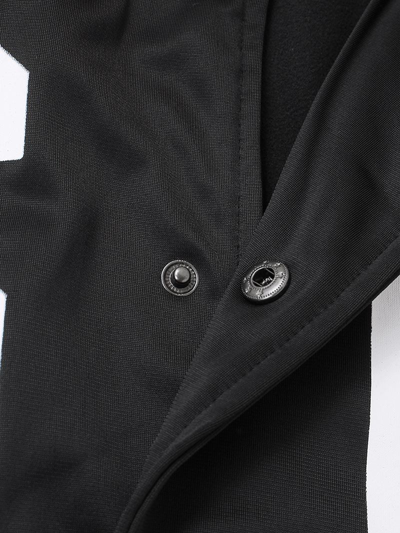 Män Letter Med Tryck Baseball Collar Pocket Långärmad Sportjacka