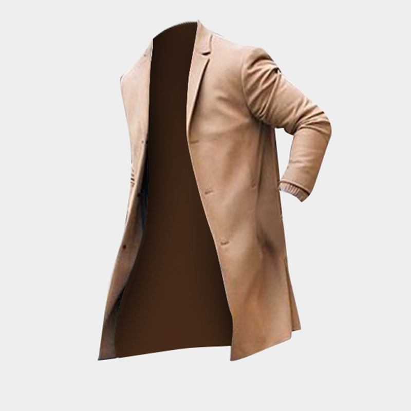 Män Medellång Längd Stor Storlek Trenchcoat Jacka