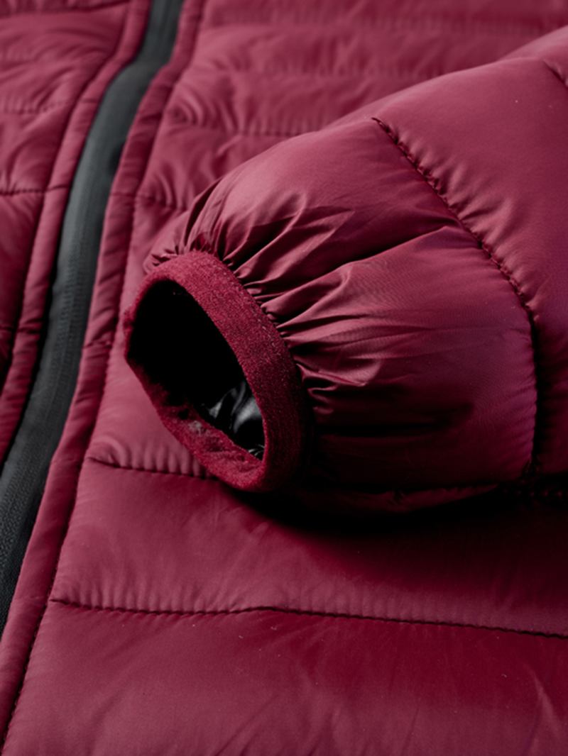 Solid Quilted Zip Up Basic Vadderade Kappor För Män Med Welt Pocket